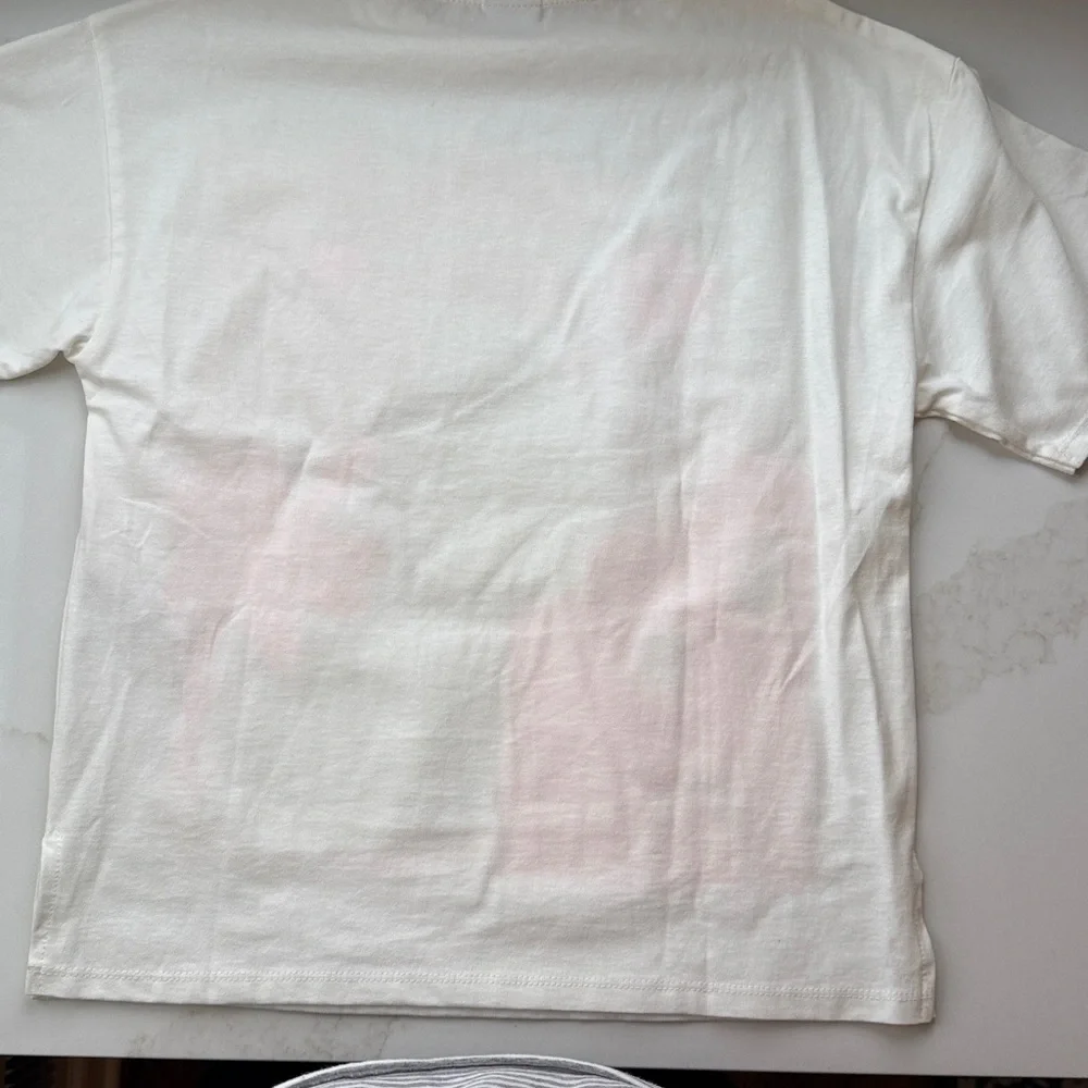 Zara White Tee with Pink, Orange, and Green Graphics - Picture 3 of 4